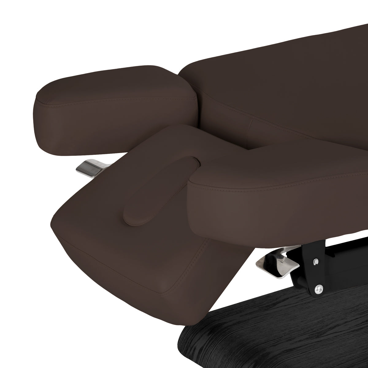 Sillon Relax Electric SPA Lounger – Dark Brown, Black Base · Headrest side sections