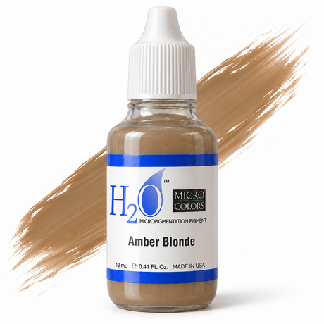 Li Pigments Micro Colors H2O Amber Blonde Practice Pigment 12ml — bottle with a liquid pigment colour swipe