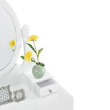 White LENA Vanity with 3 drawers mirror + stool - BVShop