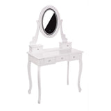 KARI White Vanity Table with LED Mirror & Stool - BVShop