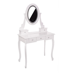 KARI White Vanity Table with LED Mirror & Stool - BVShop