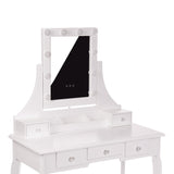 White MONICA vanity table with LED mirror + stool - BVShop