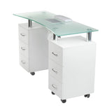 Manicure table with dust extractor hole BD-3425-1+O White - BVShop