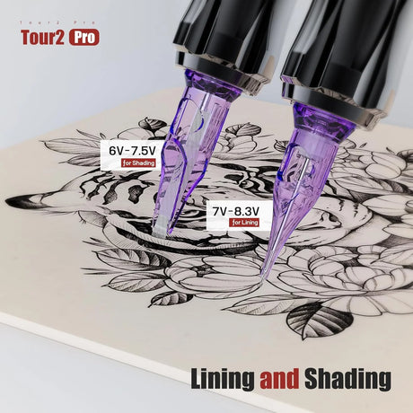 Pink Mast Tour 2 Pro wireless tattoo machine with 3.5mm stroke, shown with sleek design and professional-level craftsmanship.