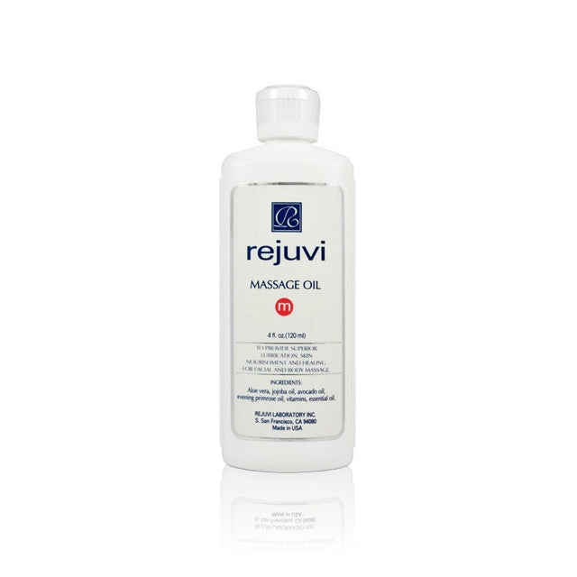 Rejuvi M Massage Oil 120ml bottle with jojoba and avocado oil for face and body