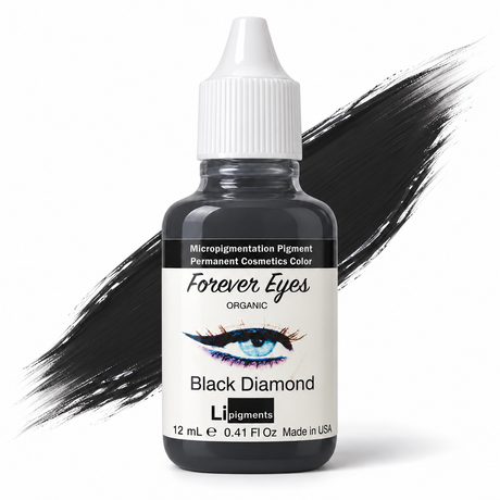 Li Pigments Forever Eyes Black Diamond Pigment 12ml - bottle with liquid pigment colour swipe