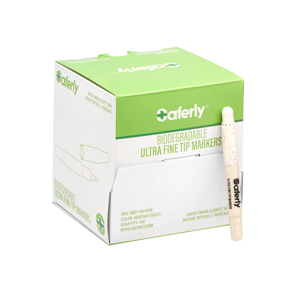 Saferly biodegradable mini markers with ultra-fine tips, ideal for eco-friendly writing and marking on various surfaces.