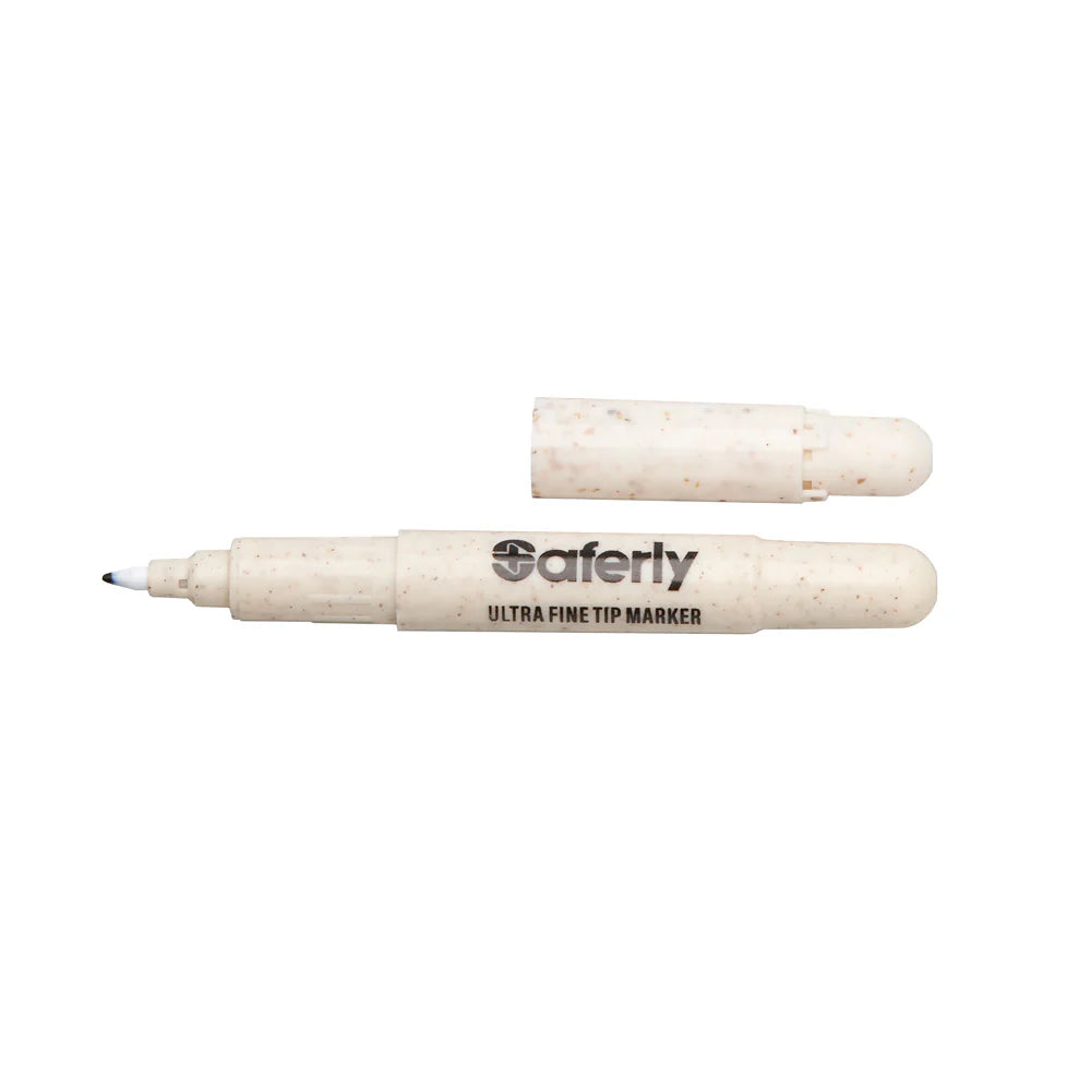 Saferly biodegradable mini markers with ultra-fine tips, perfect for eco-friendly writing and marking tasks.