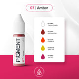 The Pigment 07 Amber pigment details for soft nude lip colour
