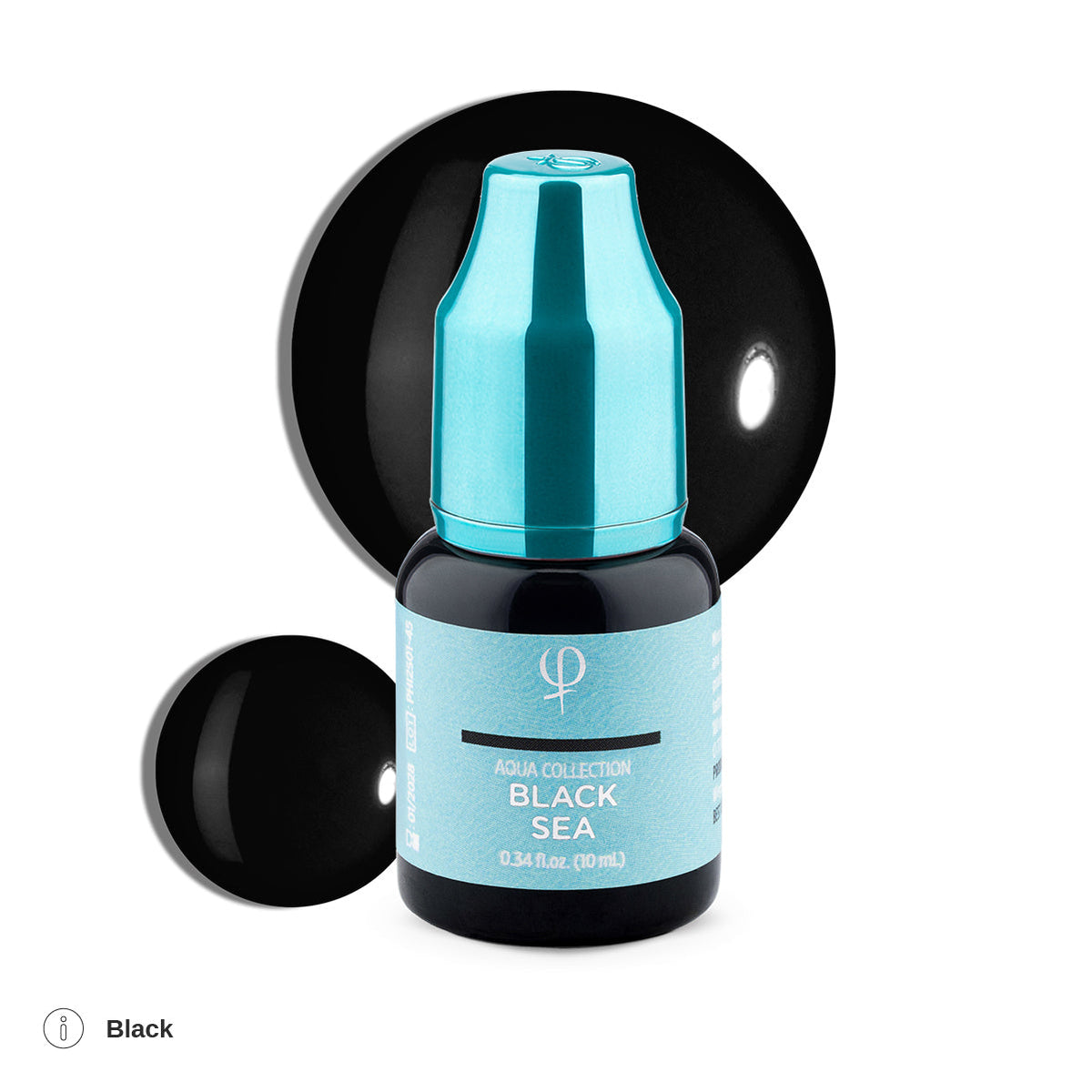 PhiAcademy PMU Aqua Black Sea Pigment 10ml on a light background