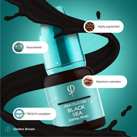 PhiAcademy PMU Aqua Black Sea Pigment 10ml — formula and pigment texture