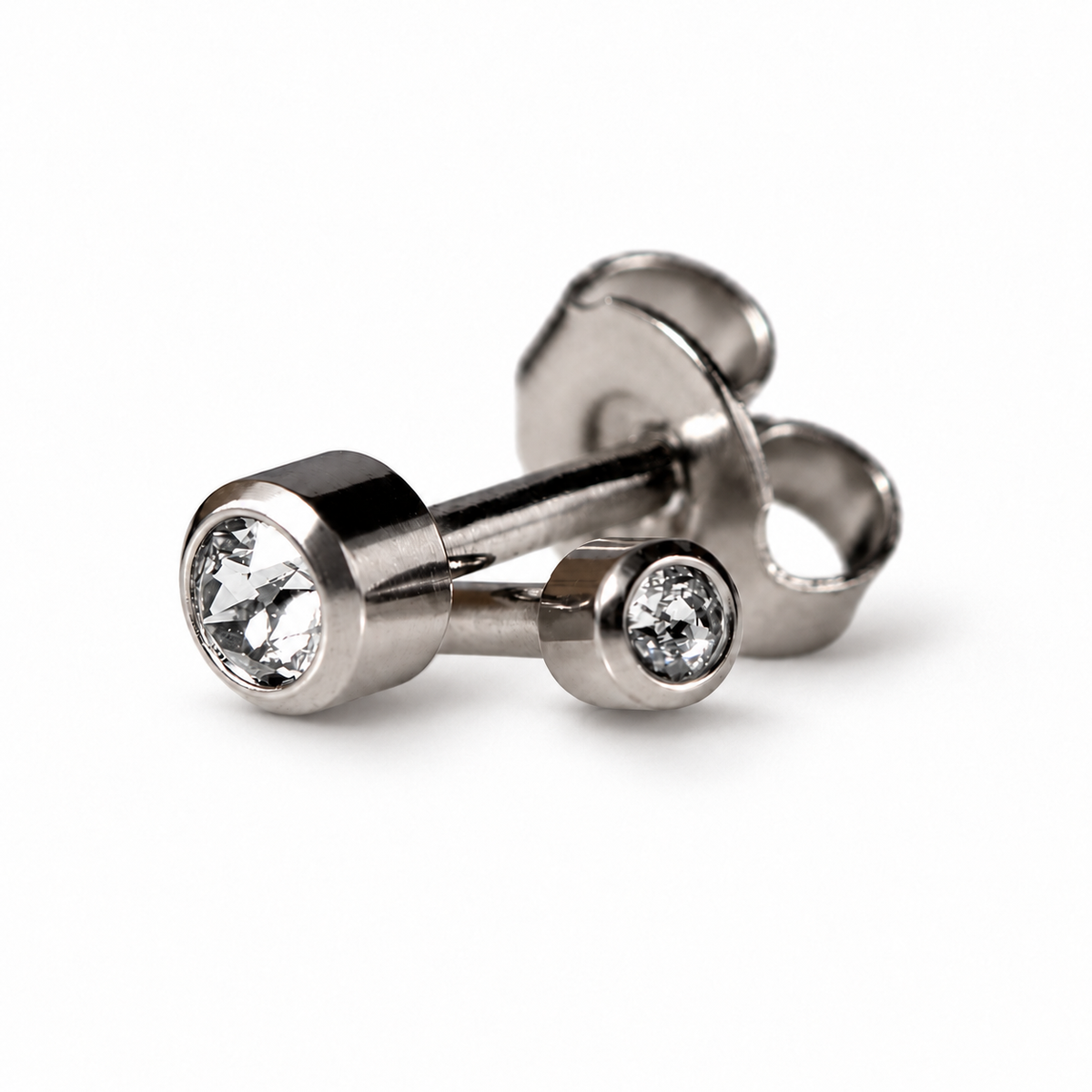Caflon Blu Piercing Earrings Mini Crystal 3 mm (White Stainless Steel)