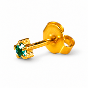 Caflon Original Piercing Earrings Blue Zircon Clawset 4 mm (24ct Gold Plated)