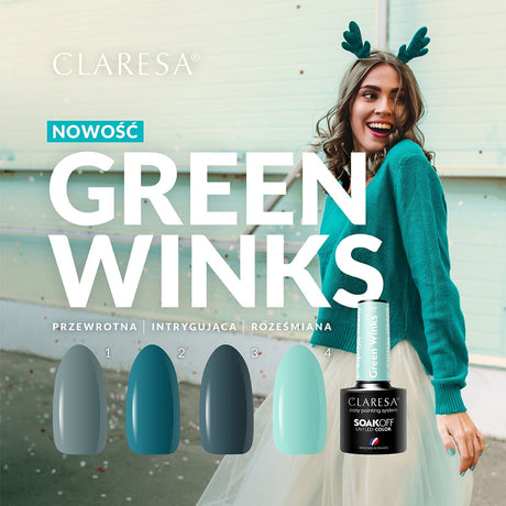 CLARESA hybrid polish GREEN WINKS 2 -5g - BVShop