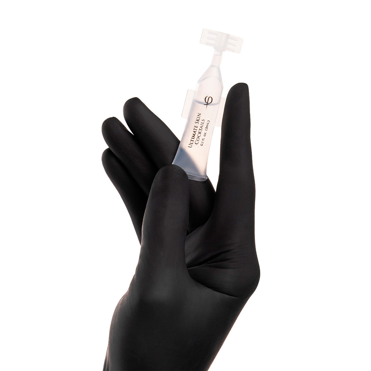 PhiAcademy Ultimate Skin Cocktail 3ml 5pcs — individual Ultimate Skin Cocktail ampoule held in a gloved hand