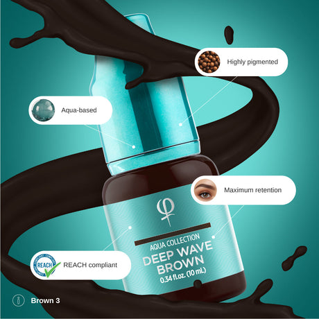 PhiAcademy PMU Aqua Deep Wave Brown Pigment 10ml — formula and pigment texture
