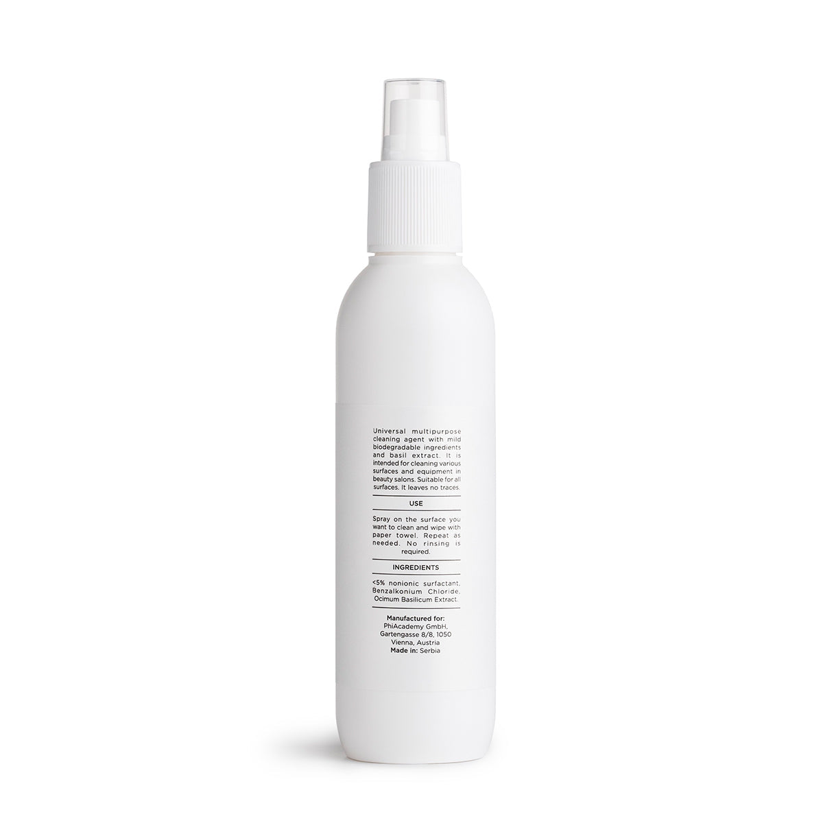 PhiSepto Universal Cleaning Spray 200ml — reverse label of the spray bottle