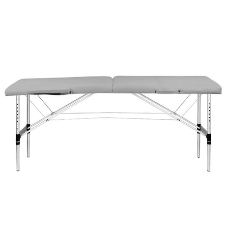 Folding massage table, aluminum, 2-section, gray, comfort - BVShop