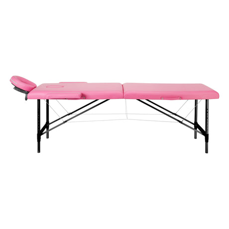 Folding massage table aluminum Activ Fizjo comfort 2 segment pink black aluminum - BVShop