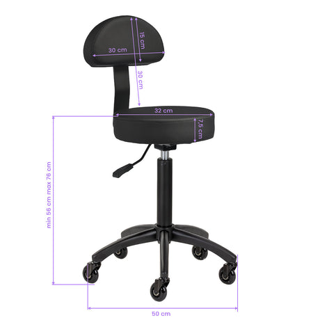 Gabbiano hairdressing stool D026 black - BVShop