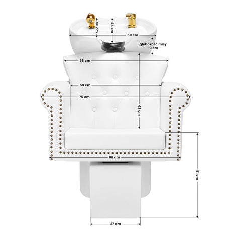 Gabbiano hairdressing wash unit Berlin gold white - BVShop