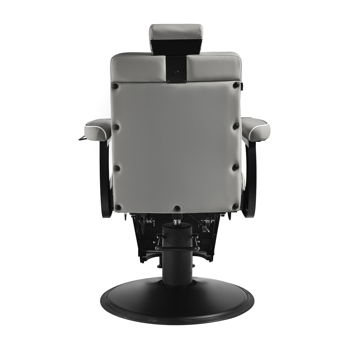 Gabbiano Levi barber chair with black frame gray without stitching at the back - BVShop