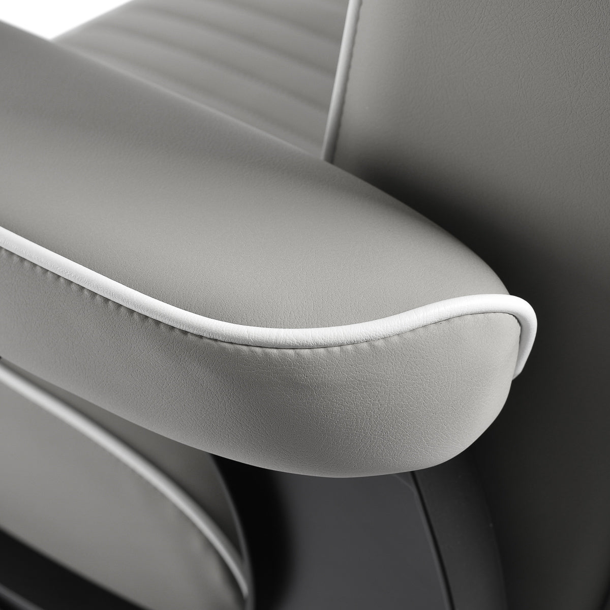 Gabbiano Levi barber chair with black frame gray without stitching at the back - BVShop