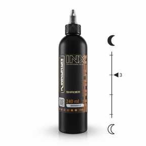 Kwadron INX UniShader #3 tattoo pigment in 240ml bottle, creamy ink for shading and coloring in professional tattooing.