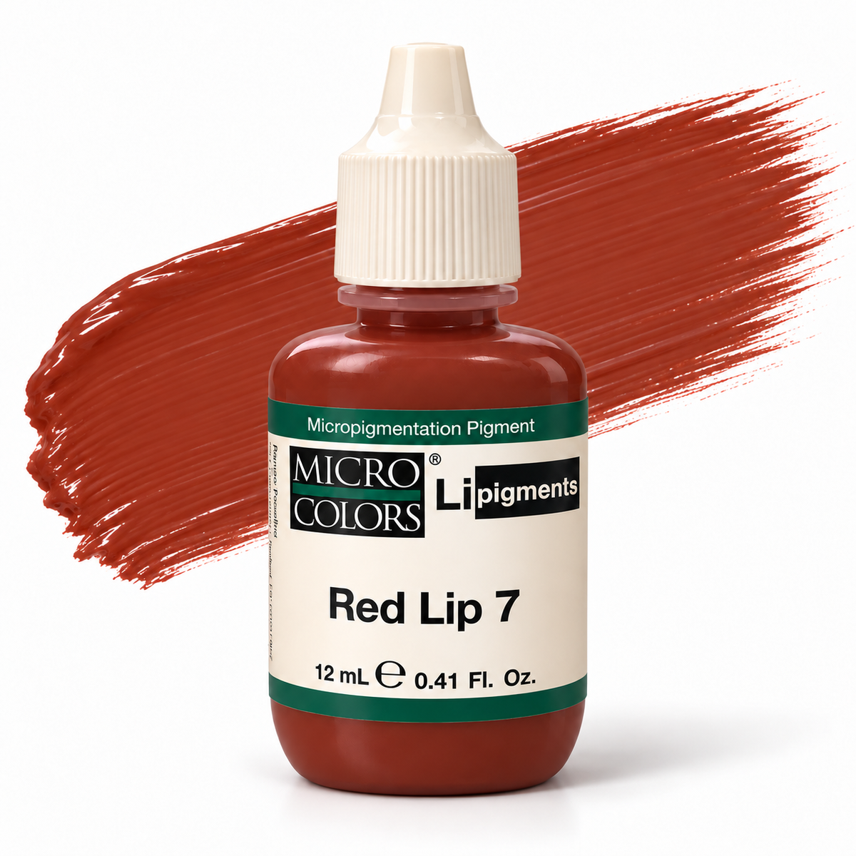 Li Pigments Micro Colors Red Lip 7 Pigment 12ml — bottle with pigment colour smear