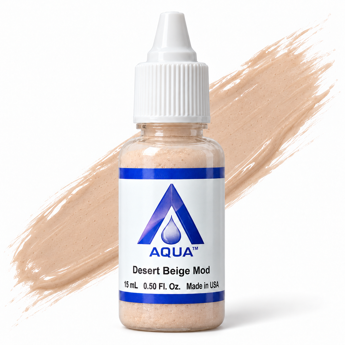 Li Pigments Aqua Desert Beige Mod Modifier 15ml — bottle with a liquid pigment colour swipe