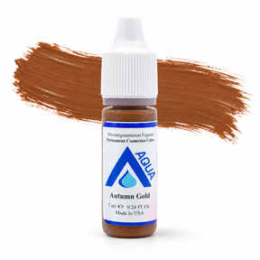 Li Pigments Aqua Autumn Gold Pigment 7ml — product bottle with colour brushstroke