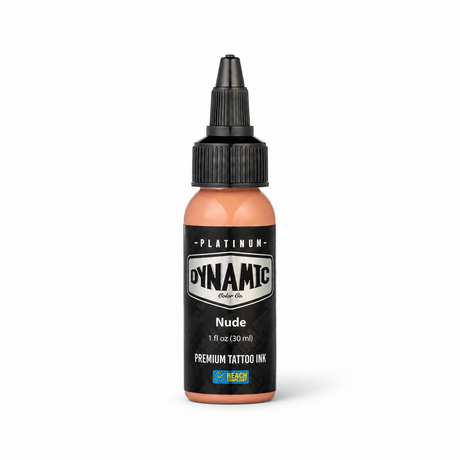 Platinum By Dynamic Tattoo Ink Nude 30ml bottle on a white background with a natural shadow