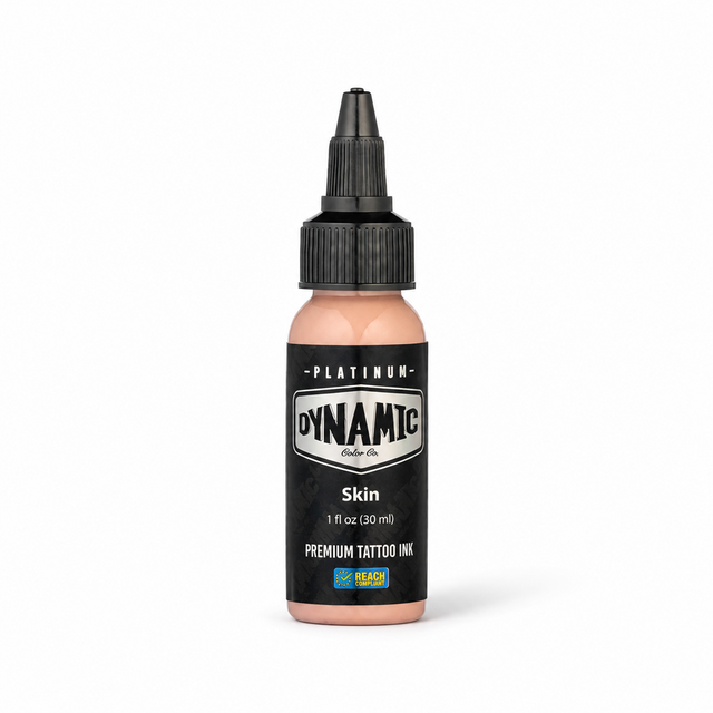 Platinum By Dynamic Tattoo Ink Skin 30ml bottle on a white background with a natural shadow