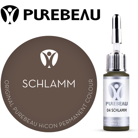 Purebeau Schlamm 10ml HiCON eyebrow pigment bottle and colour swatch
