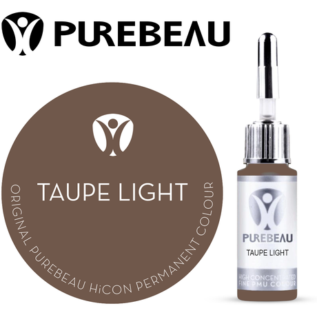 Purebeau Taupe Light 10ml HiCON eyebrow pigment bottle and colour swatch