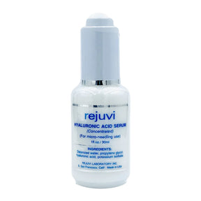 Rejuvi Hyaluronic Acid Serum 30ml, 30ml pump bottle labelled for micro-needling