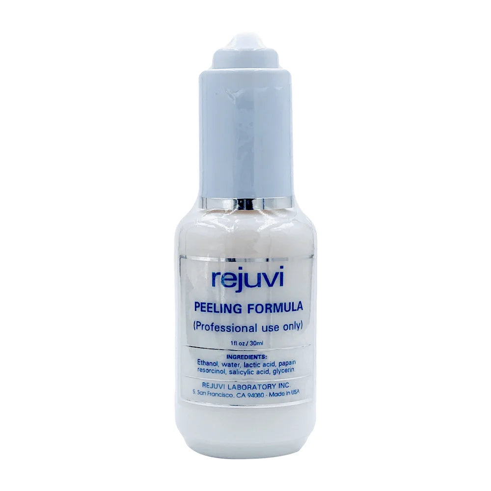 Rejuvi Peeling Formula 30ml, white 30ml pump bottle labelled professional use only
