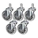 Roll Speed silver press-on stool wheel set of 5 pieces - BVShop