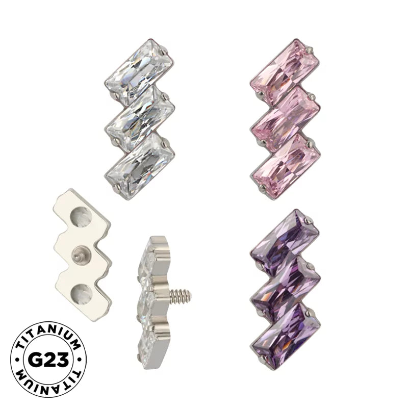 Titanium Ring Tips 3 Rectangle Bezel - BVShop