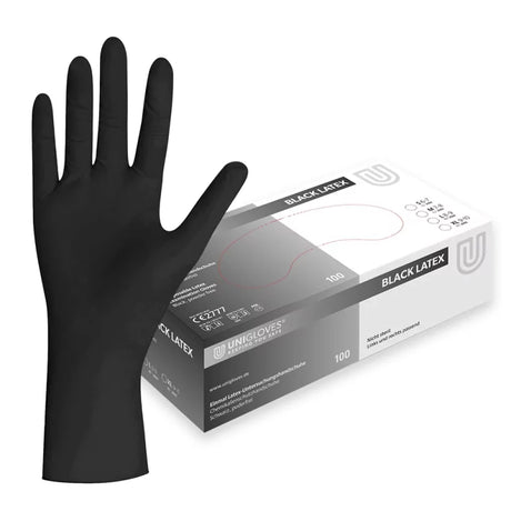 Unigloves Black Latex Gloves - BVShop