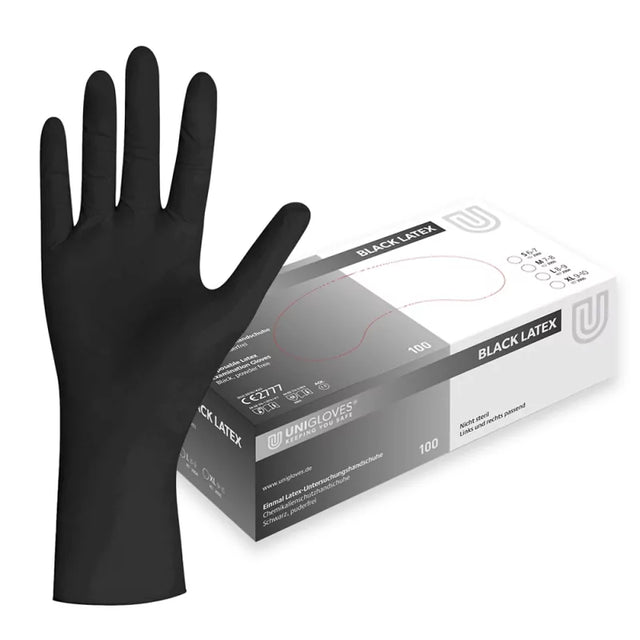 Unigloves Black Latex Gloves - BVShop