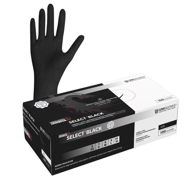 SELECT BLACK Latex Gloves - Special Edition 100pcs S/M/L/XL - BVShop
