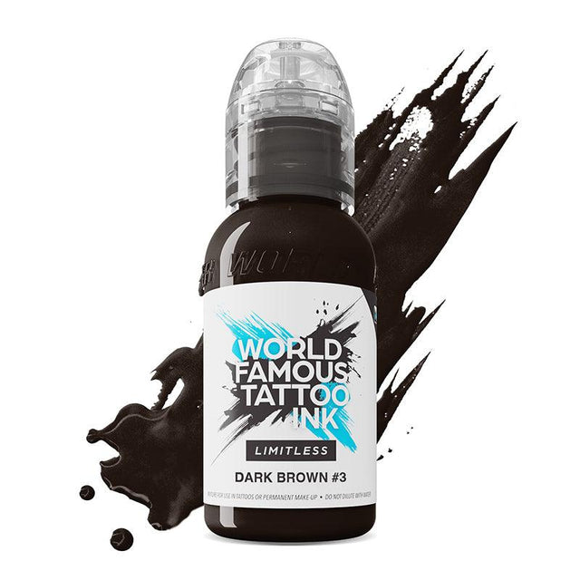 World Famous Limitless Tattoo Ink Dark Brown 3 30ml - BVShop