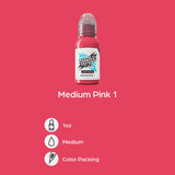 World Famous Limitless Tattoo Ink Medium Pink 1 30ml - BVShop