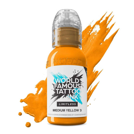 World Famous Limitless Tattoo Ink Medium Yellow 3 30ml - BVShop
